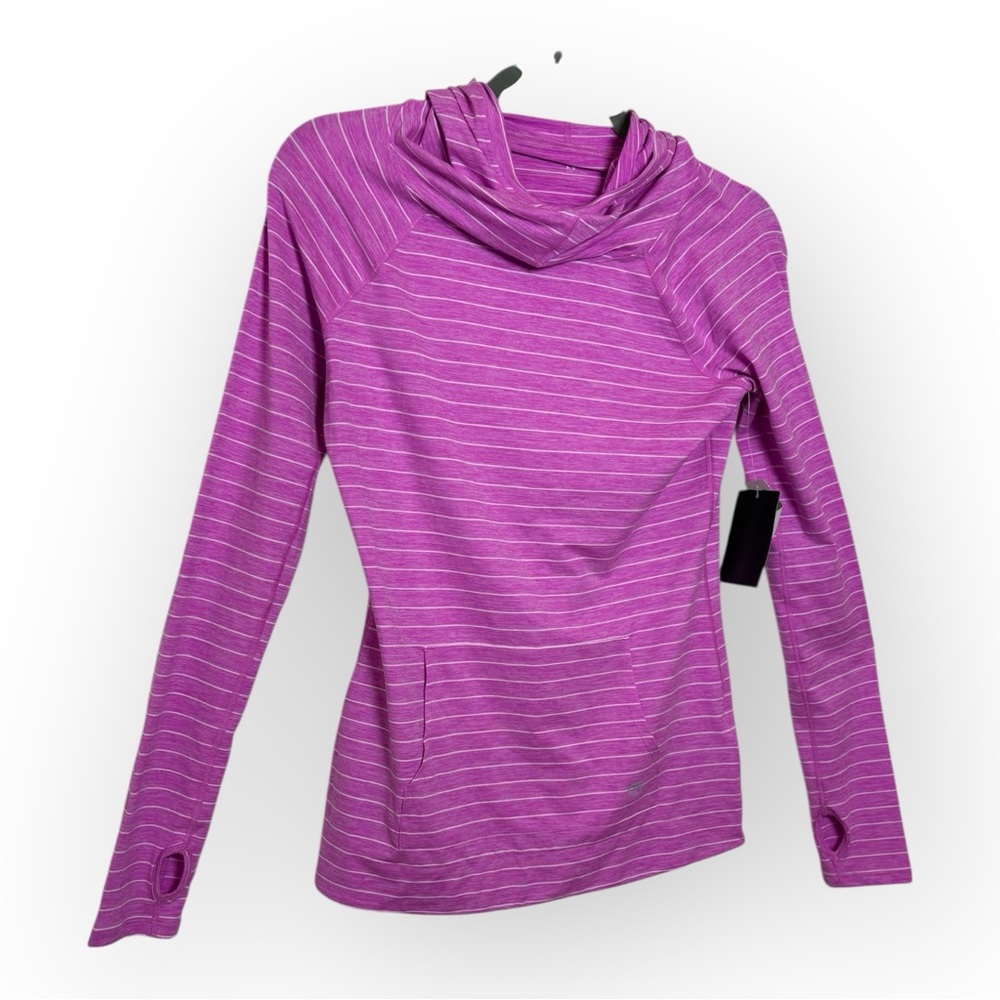 GapFit Hot Pink Stripe Performance Hoodie Athletic Running Yoga XS - Picture 2 of 9
